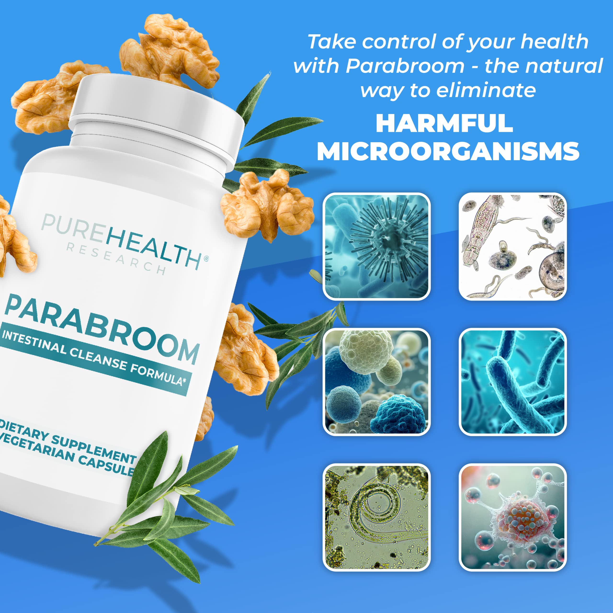 PUREHEALTH RESEARCH Parabroom – Gut Cleanse & Digestive Support – 60 Capsules