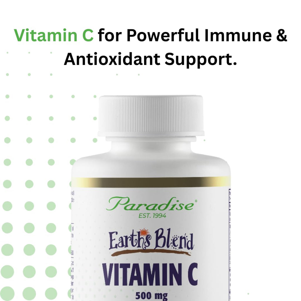 Paradise Earth's Blend Vitamin C with Adaptogens & Organic Greens | 90 Vegetarian Capsules