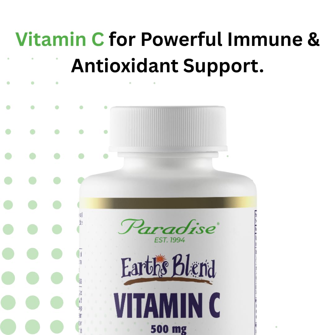 Paradise Earth's Blend Vitamin C with Adaptogens & Organic Greens | 90 Vegetarian Capsules