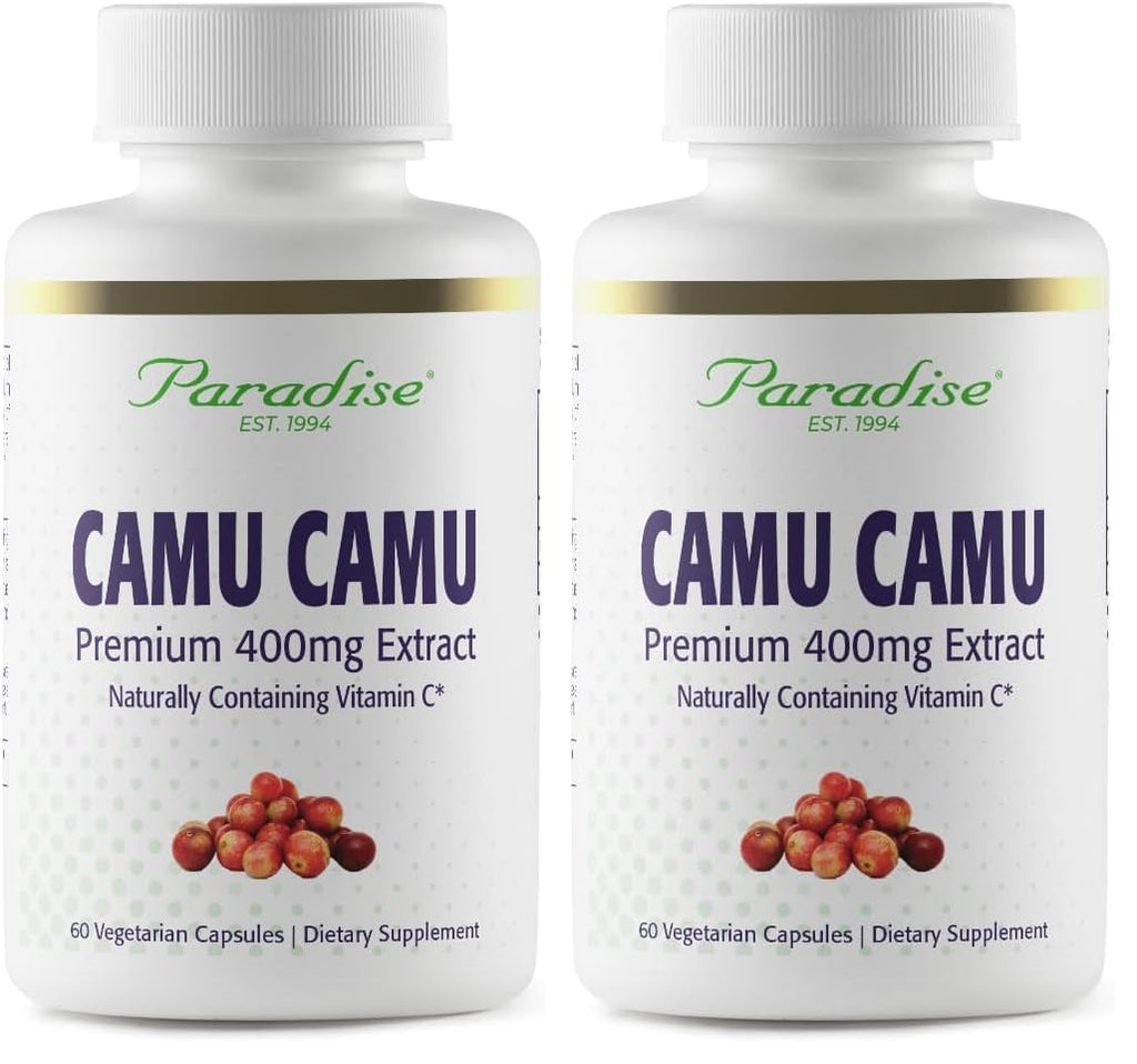 Paradise Herbs Organic Camu Camu Extract 400 mg – Vitamin C Rich, Pure & Potent, Gluten Free, Non-GMO, Vegan, 60 Capsules (Pack of 2)