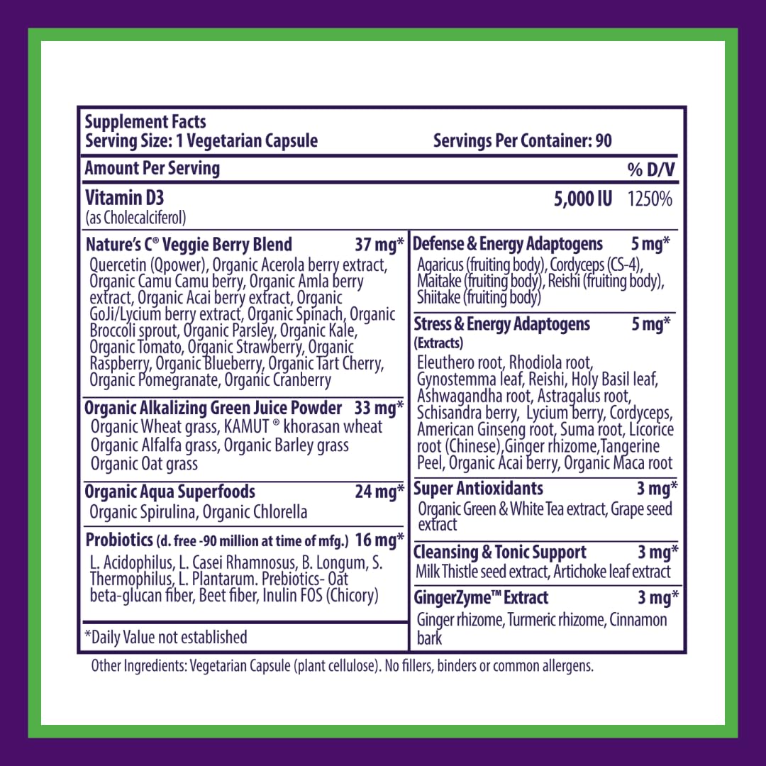 Paradise Herbs Earth's Blend D3 with Probiotics & Greens – 90 Veg Caps (2-Pack)