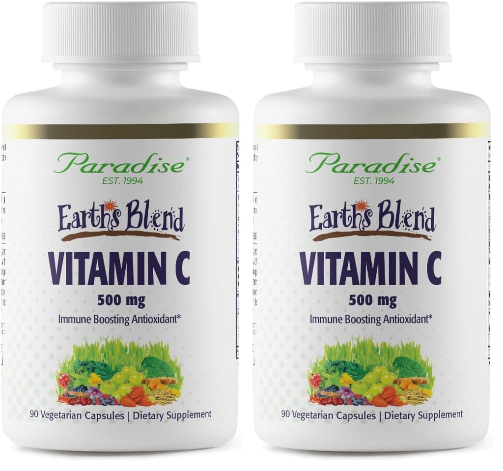 Paradise Herbs Earth's Blend Vitamin C with Nature's C, Adaptogens & Probiotics — ORAC Energy Greens Base, 90 Veg Capsules (Pack of 2)