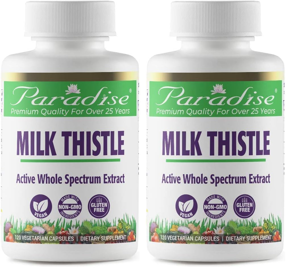 Paradise Herbs Milk Thistle – Active Whole Spectrum Extract, 120 Veg Capsules (Pack of 2)