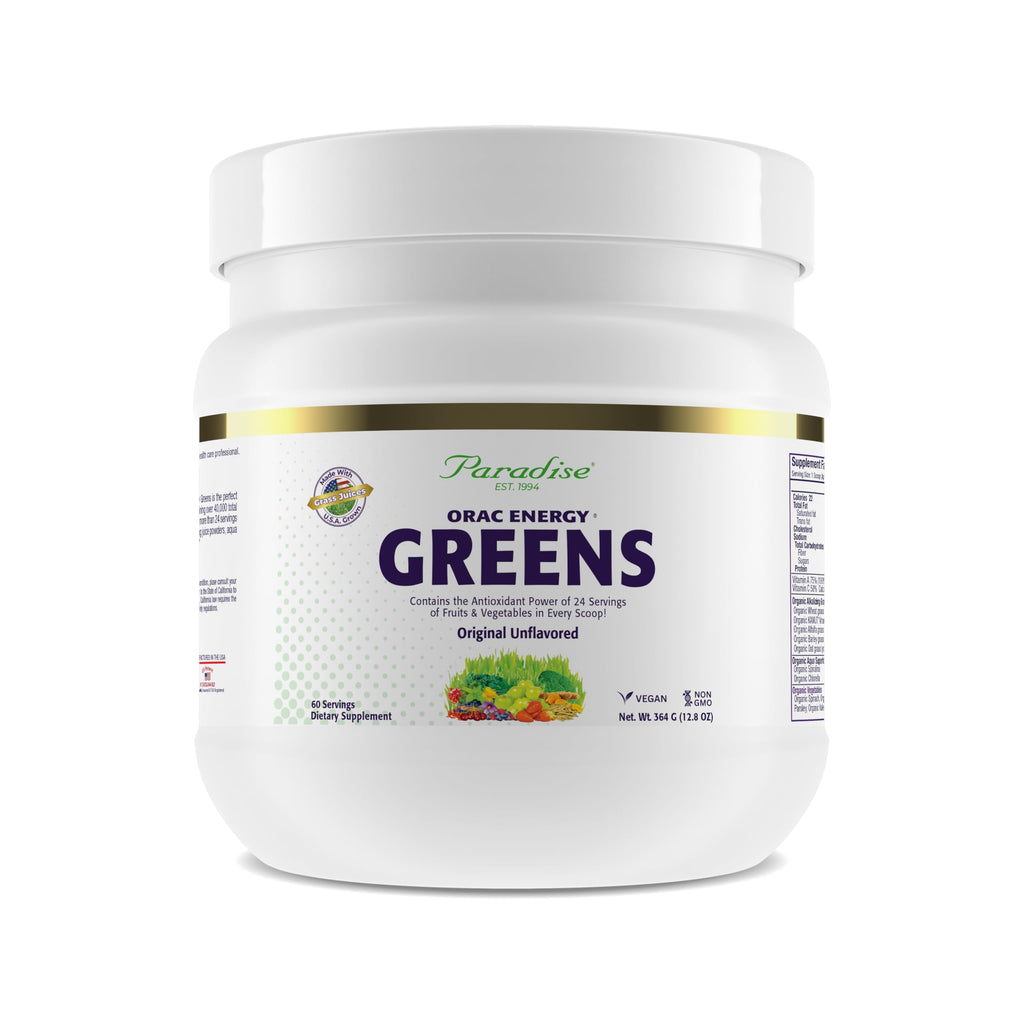 Paradise Herbs ORAC Energy Greens Powder Extract | Super Antioxidants & Probiotics for Gut Health | 60 Servings