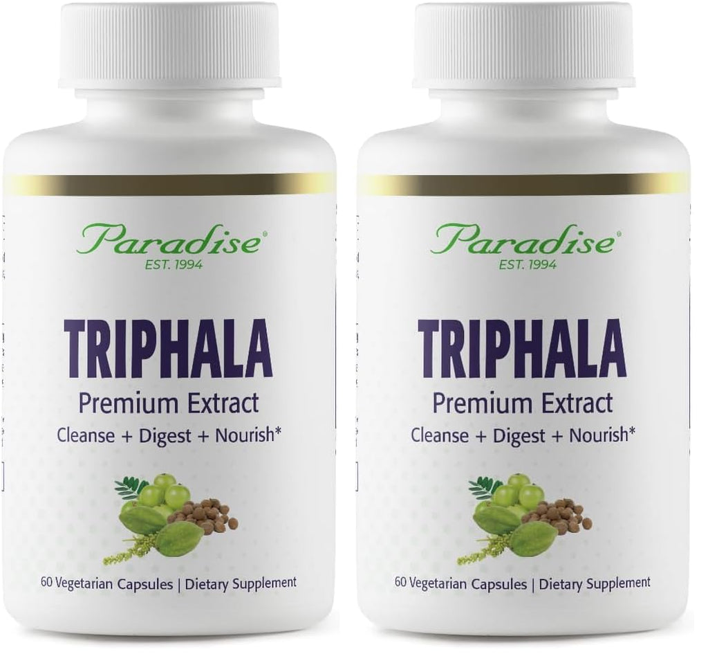 Paradise Herbs Organic Triphala Extract – Super Potent, Ultra Pure, Vegan, Non-GMO, Gluten Free | 60 Vegetarian Capsules (2-Pack)