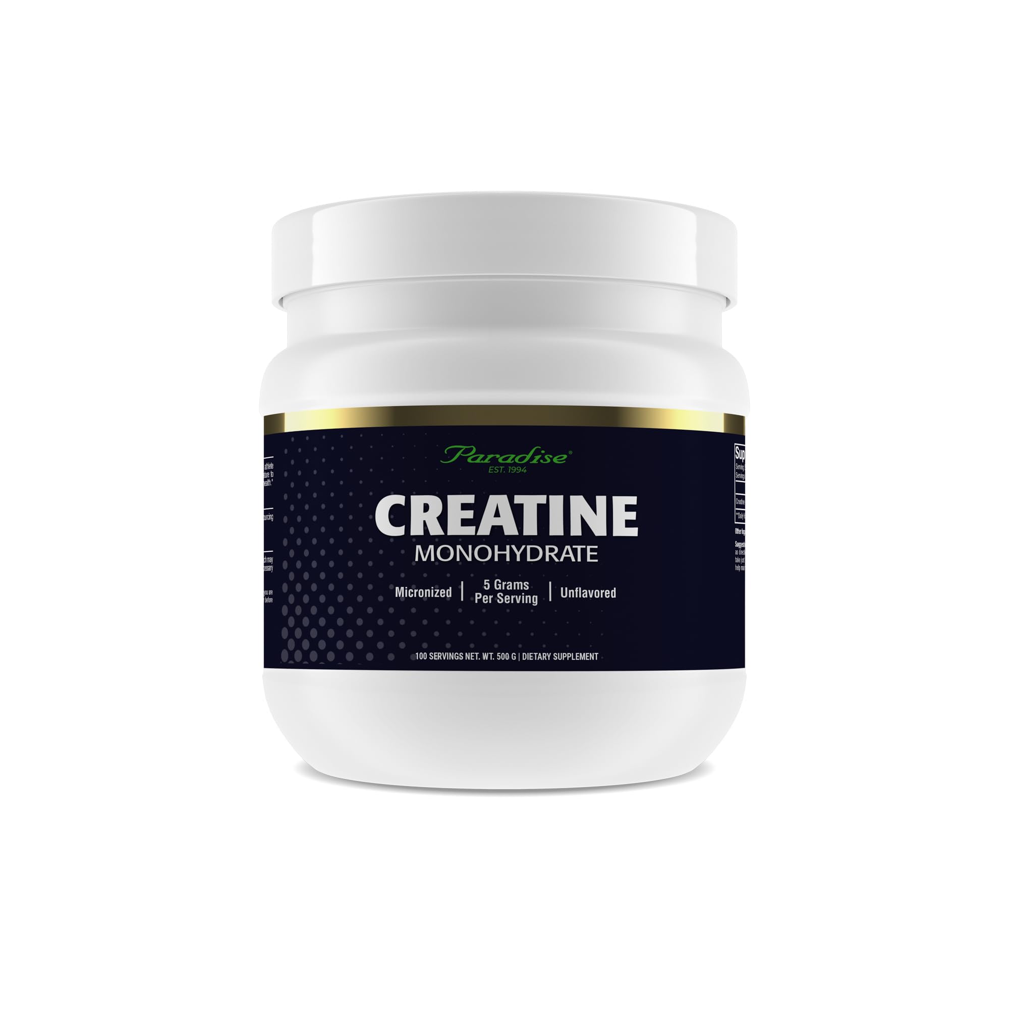 Paradise Creatine Monohydrate Powder – Micronized for Enhanced Absorption, 500g, 100 Servings