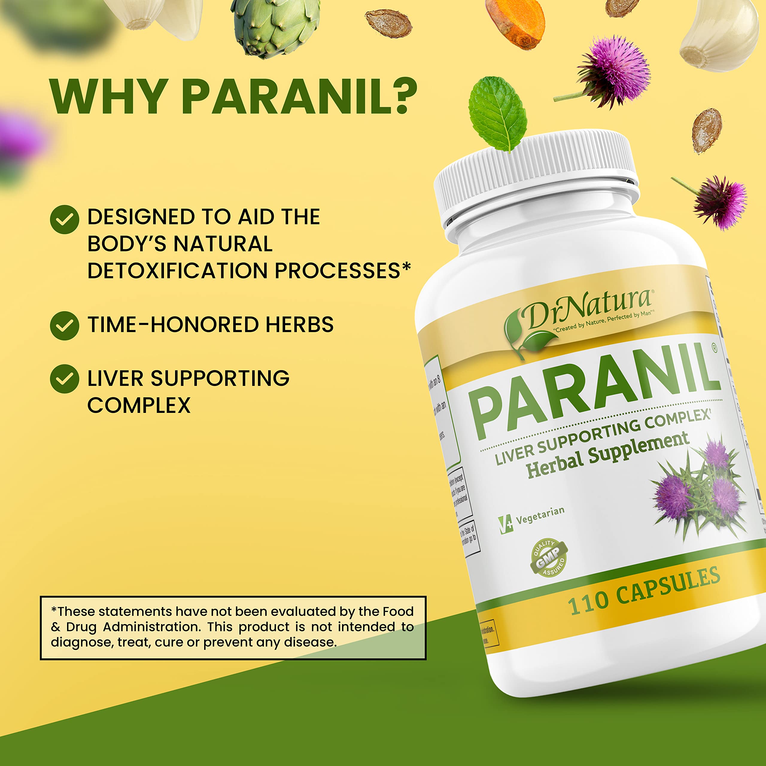 DrNatura Paranil® Liver & Colon Cleanse – 17-Herb Milk Thistle Detox, 110 Vegetarian Capsules