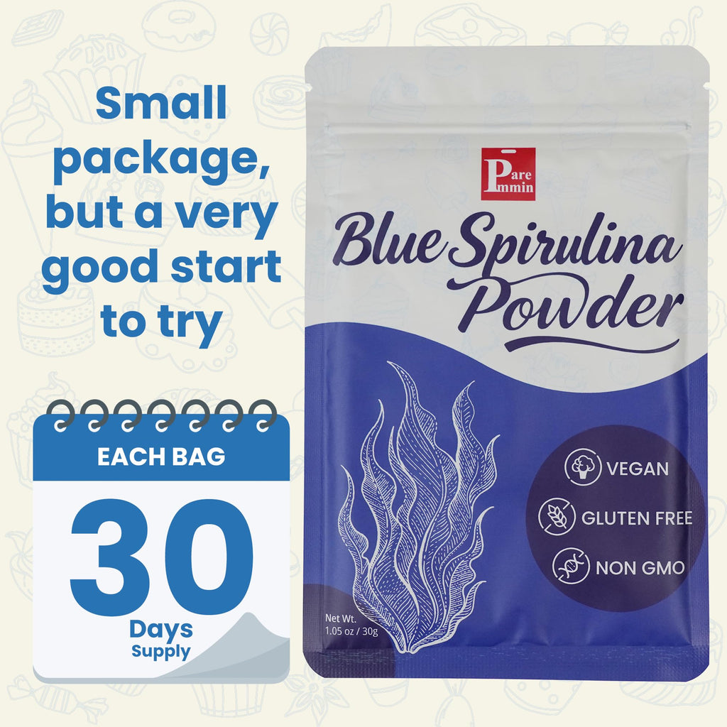 Paremmin Blue Spirulina Powder (Phycocyanin Extract) – 30g/1.05oz | 100% Pure Vegan Protein from Algae