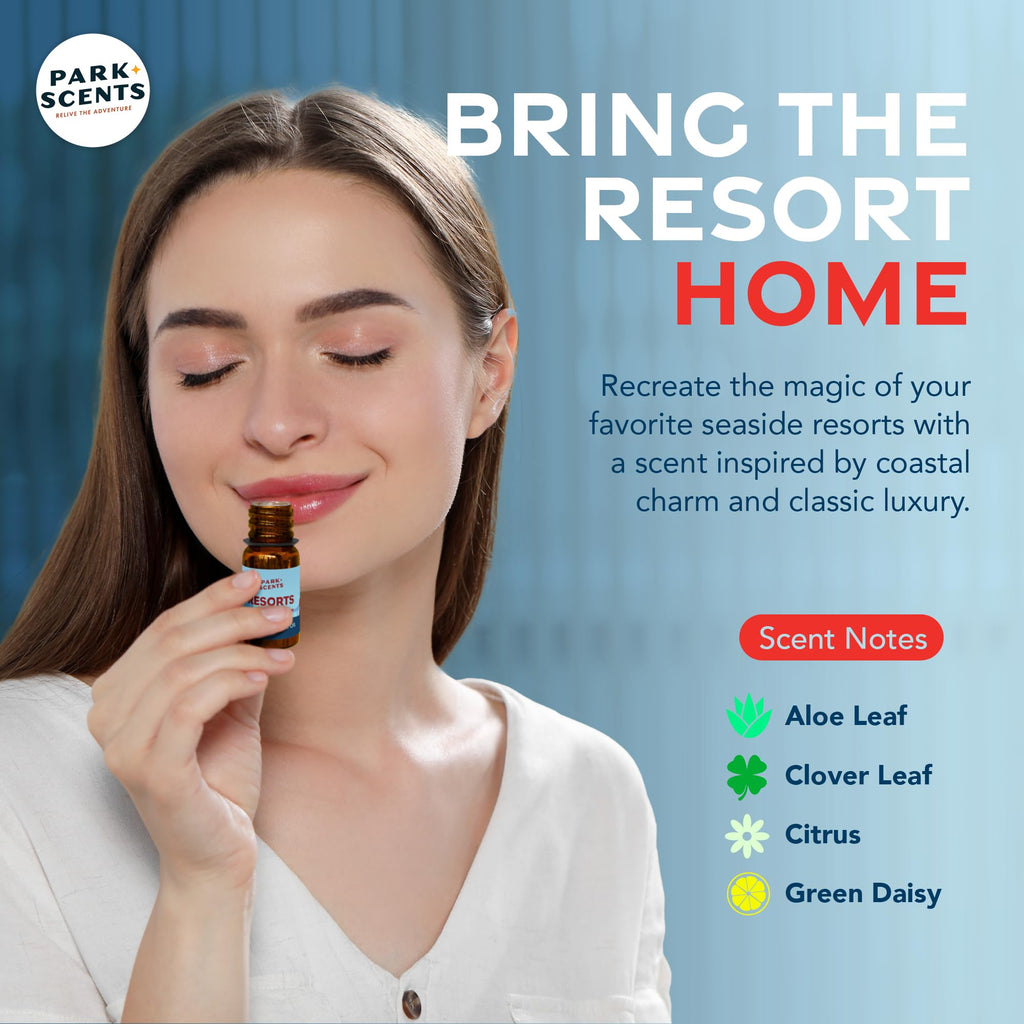 Park Scents Resorts – Floridian Theme Park Luxury Hotel Fragrance Oil (10ml) – Clover, Aloe, Citrus & Daisy Diffuser Oil