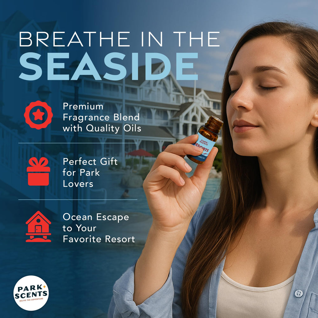 Park Scents Resorts – Floridian Theme Park Luxury Hotel Fragrance Oil (10ml) – Clover, Aloe, Citrus & Daisy Diffuser Oil