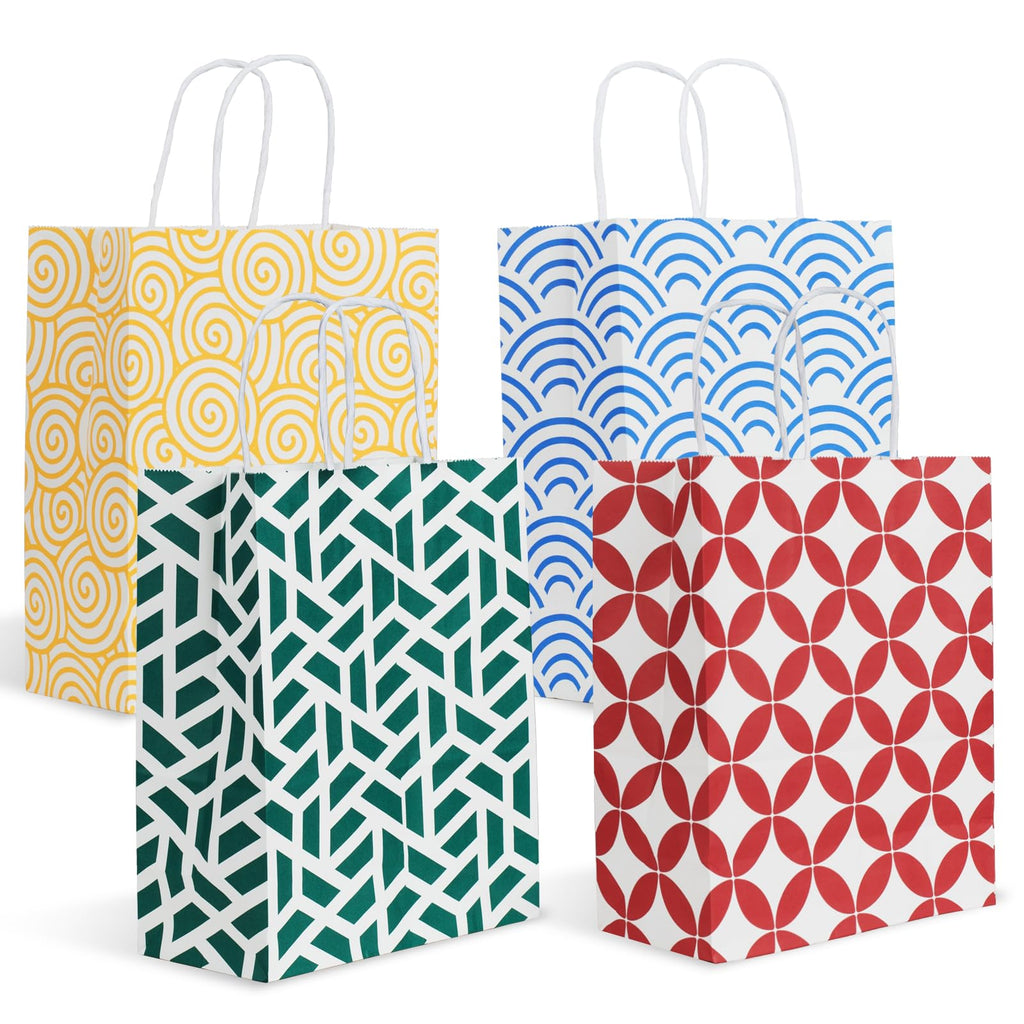 Parmedu Assorted Color Paper Bag Set – 24 Gift Bags with Handles (10.2 x 8.5 x 3.9 in)