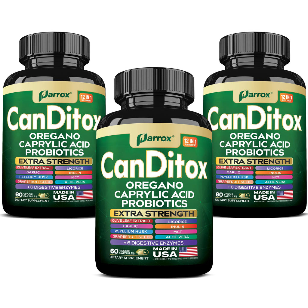 Parrox CanDitox Capsules - Oregano, Garlic, Probiotics & Digestive Enzymes (3 Pack)