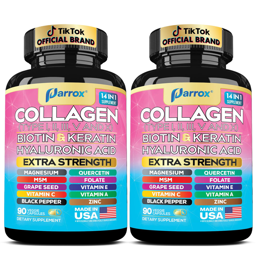 Parrox Collagen 2-Pack – 14-in-1 Beauty Capsule with Biotin, Keratin & Hyaluronic Acid