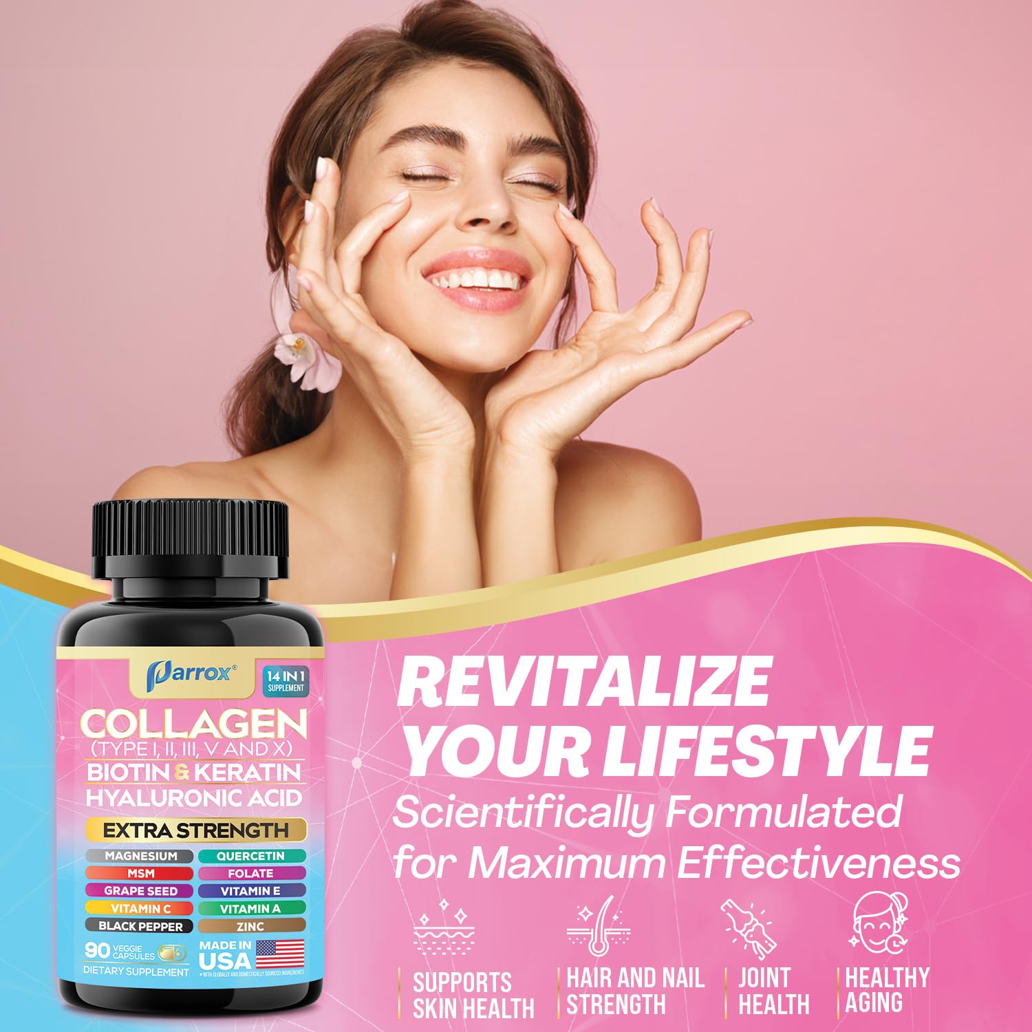 Parrox Collagen 2-Pack – 14-in-1 Beauty Capsule with Biotin, Keratin & Hyaluronic Acid
