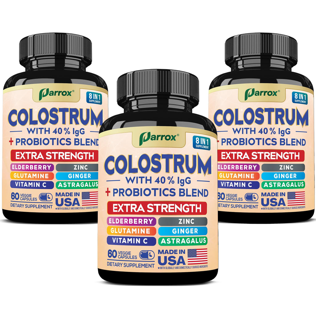 Parrox Colostrum Capsule – Grass-Fed 40% IgG, 8-in-1 Probiotic Wellness (180 Caps)