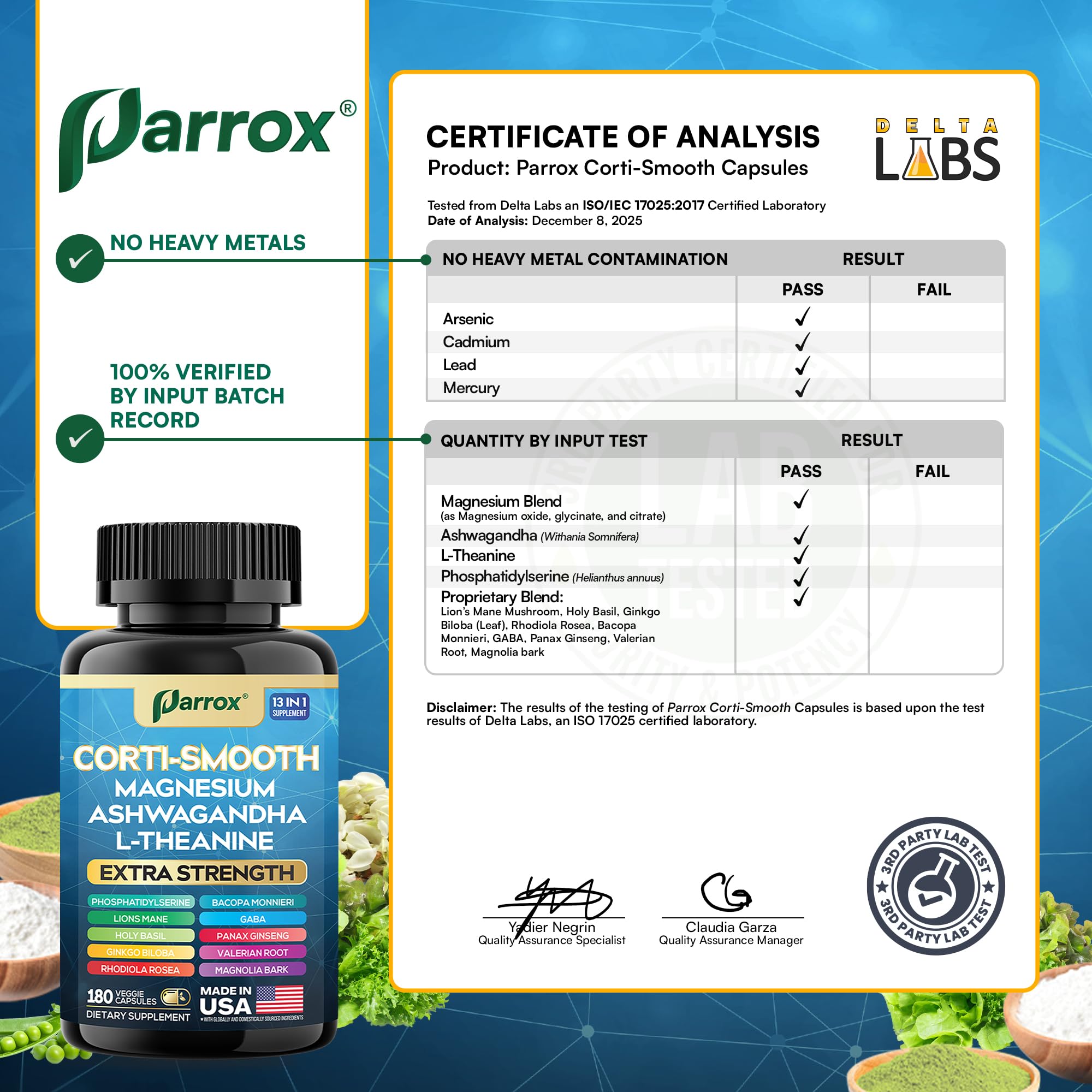 Parrox Corti-Smooth Cortisol Support Capsules with Magnesium & Adaptogens | 180 Caps