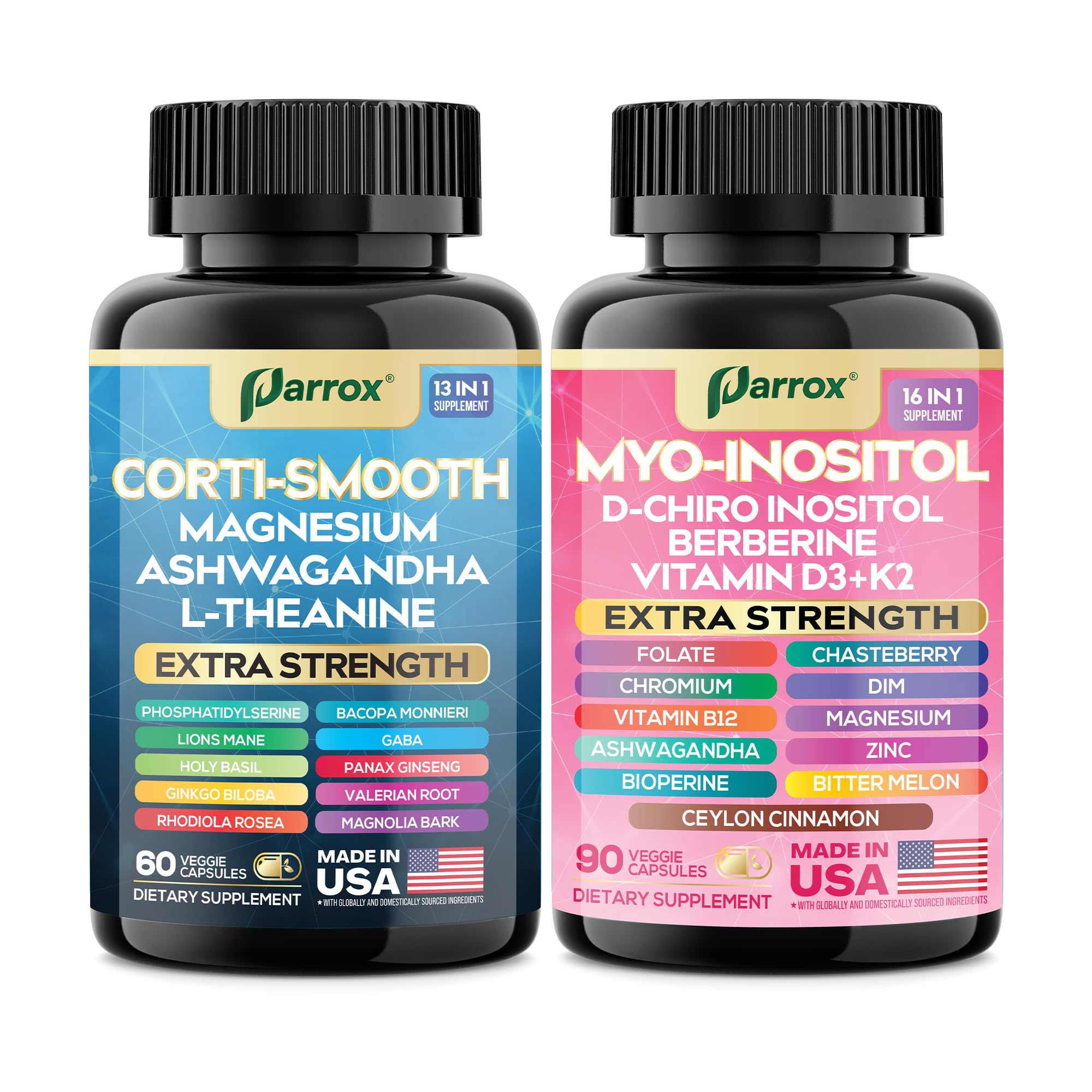 Parrox Soothe & Smooth Bundle – Cortisol Balance & 16-in-1 Myo-Inositol Complex