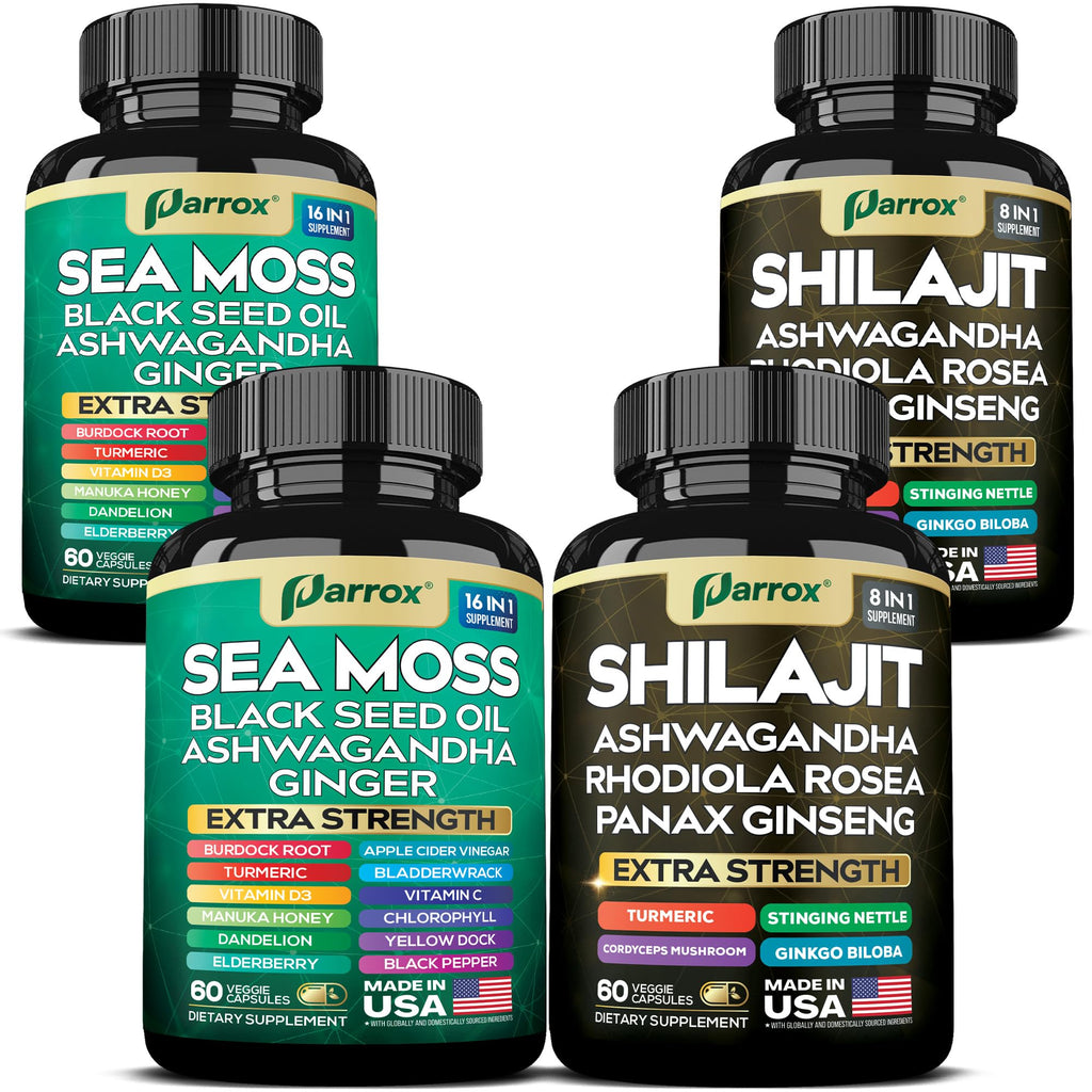 Parrox Dynamic Vitality Bundle (2 Pack) – Shilajit, Sea Moss 350mg & 22 Plant-Based Ingredients