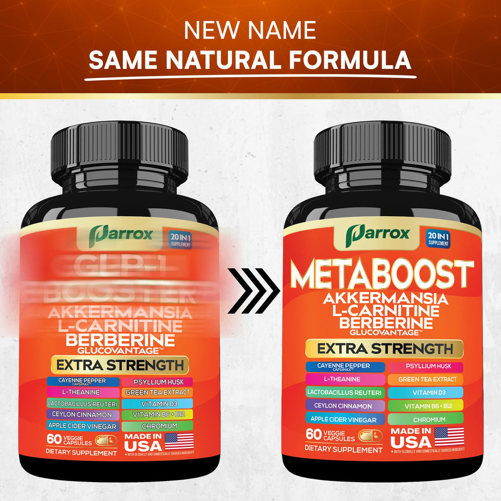 Parrox GLP-1 Booster – 20-in-1 Plant-Based Formula (60 Caps) with Akkermansia & Probiotics