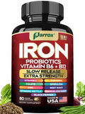 Parrox Iron Supplement – Slow-Release Iron & Probiotics, 60 Vegan Capsules