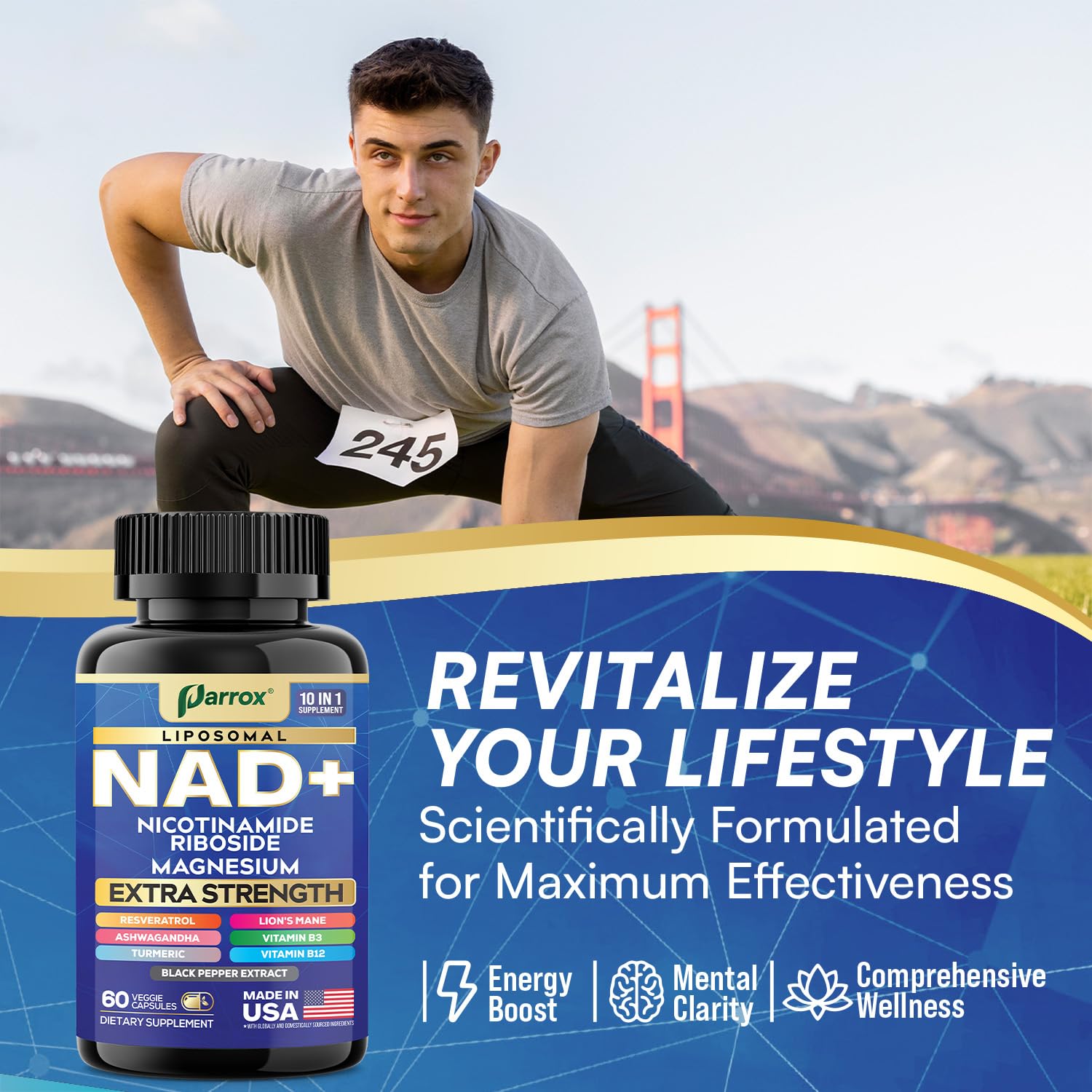 Parrox NAD+ 10-in-1 Supplement with Liposomal NAD+ - 2-Pack