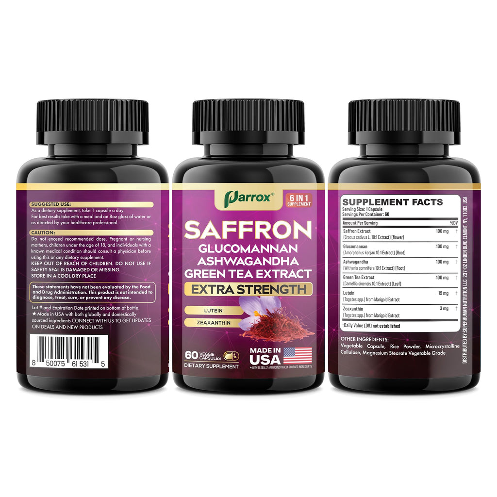 Parrox Saffron Supplement 6-Month Supply (3-Pack) – Vision Support & Daily Wellness