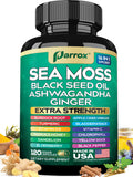 Parrox Sea Moss 16-in-1 Capsules (120 Caps) – Herbal Wellness with Sea Moss, Black Seed Oil, Ashwagandha & More