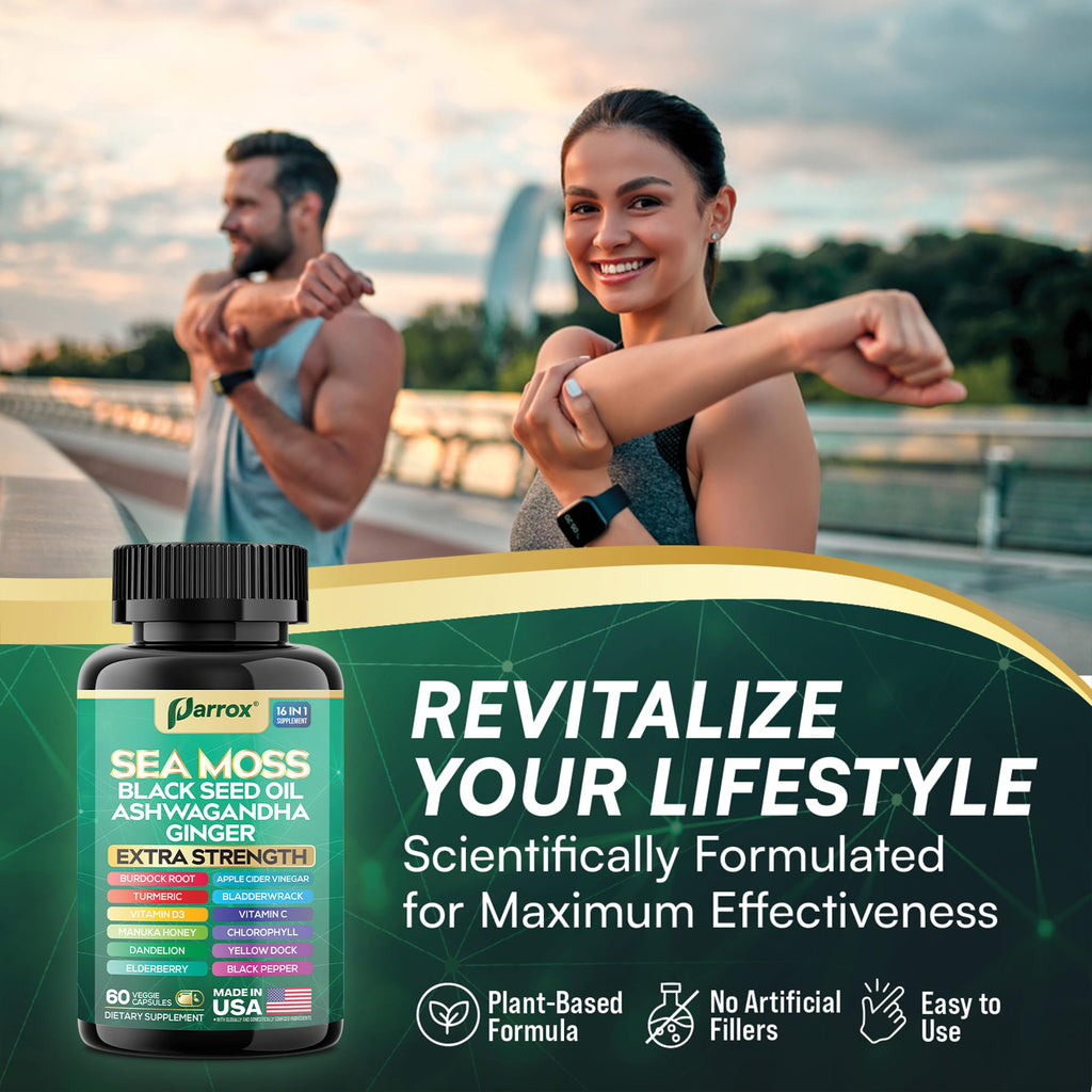 Parrox Sea Moss 16-in-1 Capsules (60 Caps) – Herbal Wellness Blend