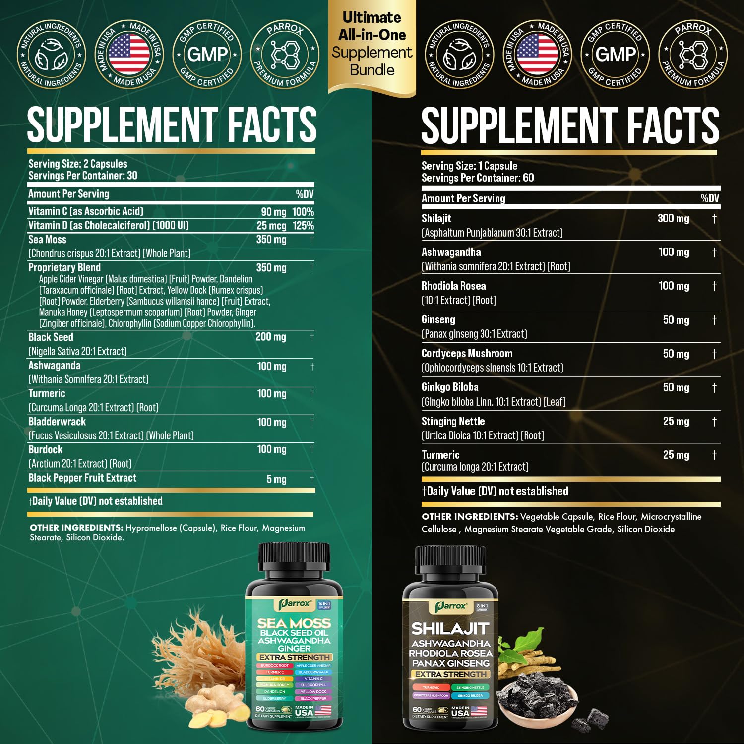 Parrox Dynamic Vitality Bundle - Shilajit & Sea Moss (1 Pack)