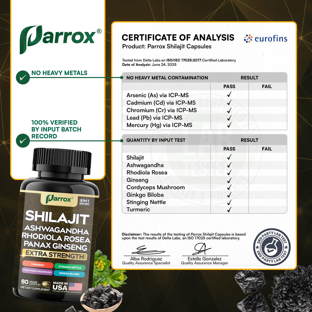Parrox Shilajit Supplement – 8-in-1 All-in-One Capsules (60 Caps)