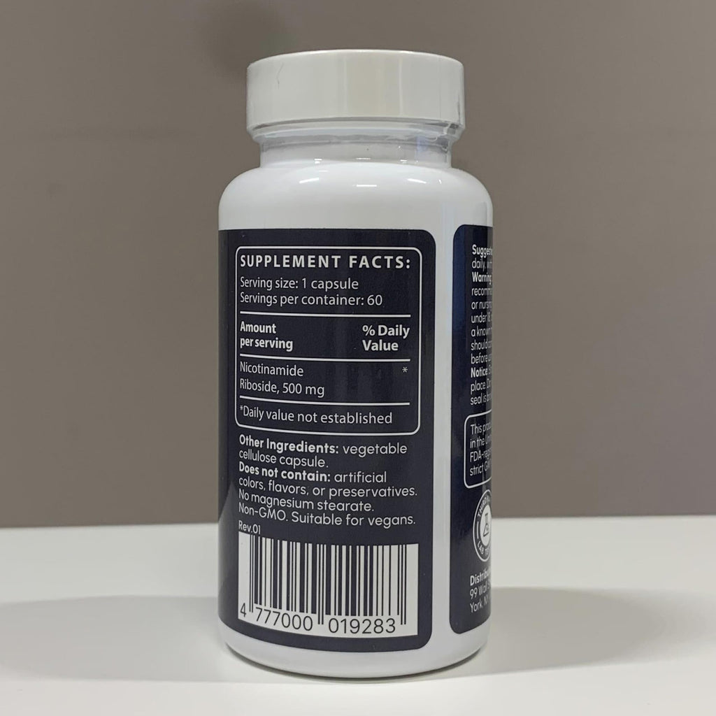 partiQlar Nicotinamide Riboside (NR) 500mg – NR Supplement for Cellular Health, Energy & Metabolism Support – 2-Month Supply (60 Capsules)
