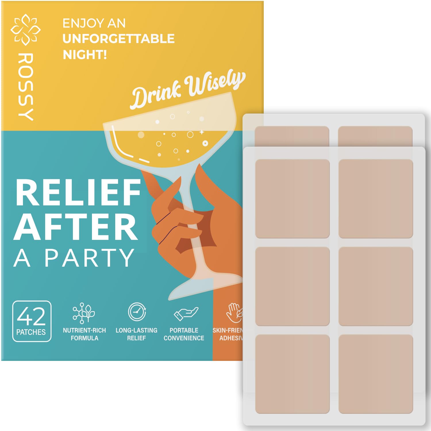 Party Recovery Patch: Fast-Acting Relief for Men and Women with Green Tea | Use Before Drinking | Wake Up Refreshed