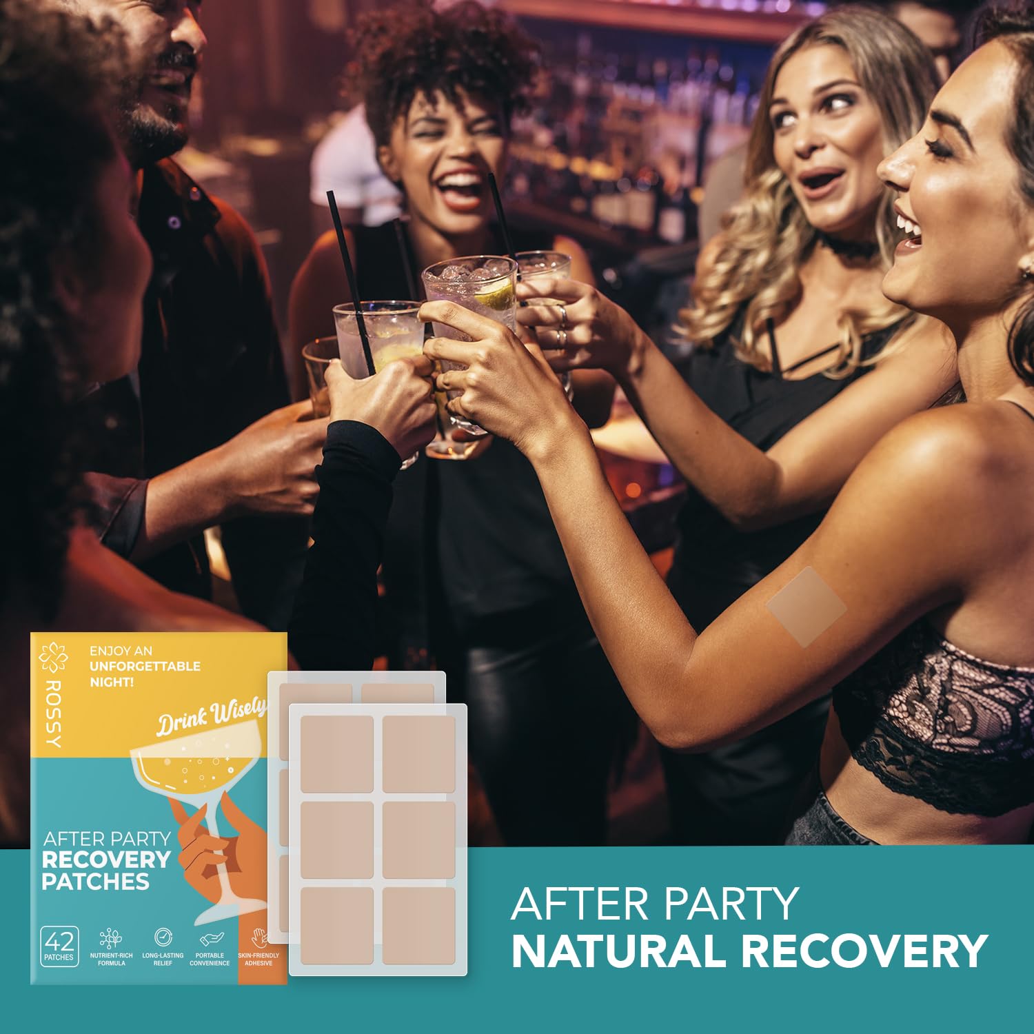 Party Recovery Patch: Fast-Acting Relief for Men and Women with Green Tea | Use Before Drinking | Wake Up Refreshed