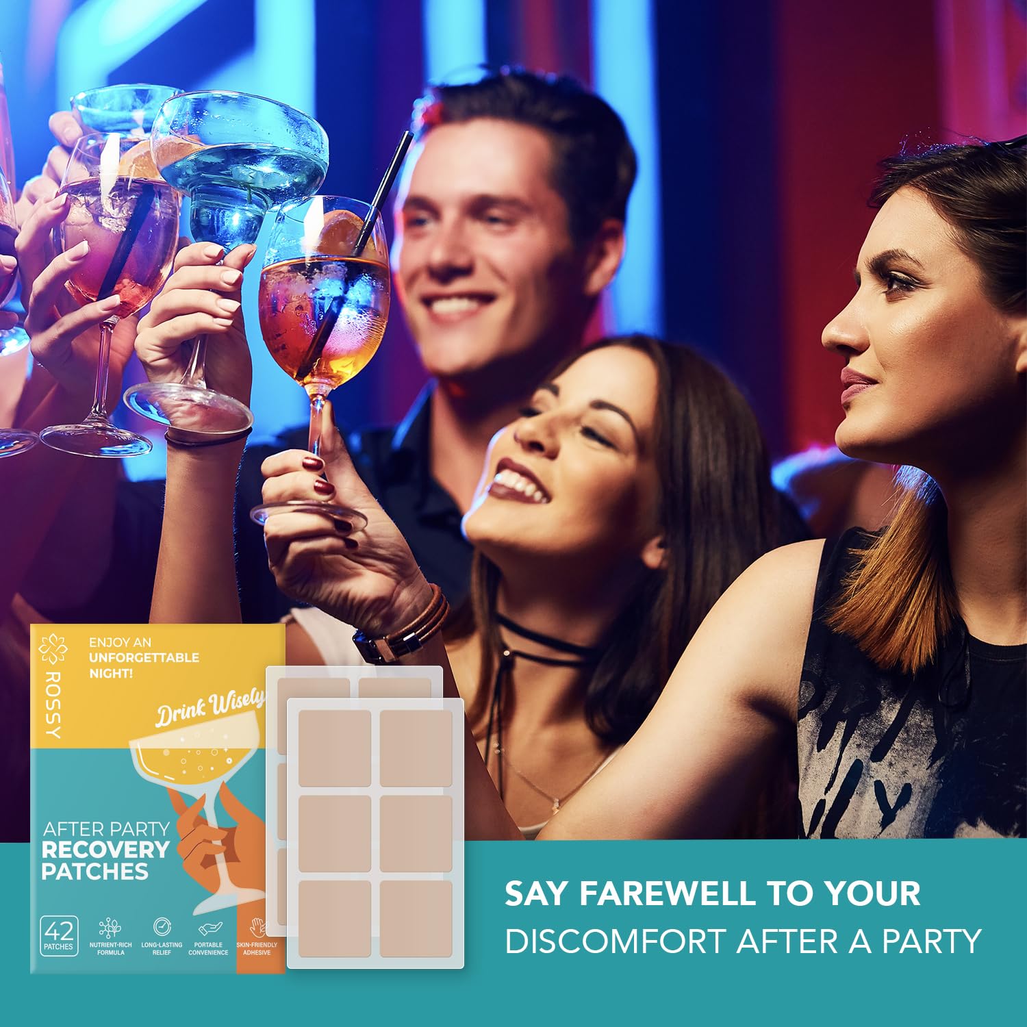 Party Recovery Patch: Fast-Acting Relief for Men and Women with Green Tea | Use Before Drinking | Wake Up Refreshed