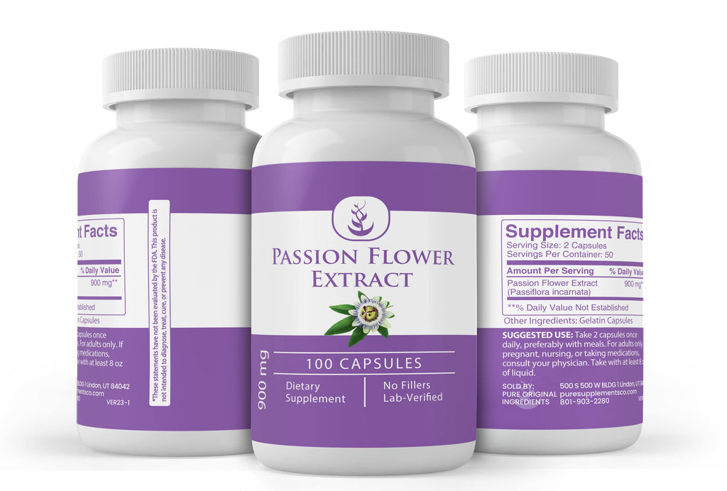 PURE ORIGINAL INGREDIENTS Passion Flower Extract - 100 Capsules | Always Pure, No Additives or Fillers | Lab Verified