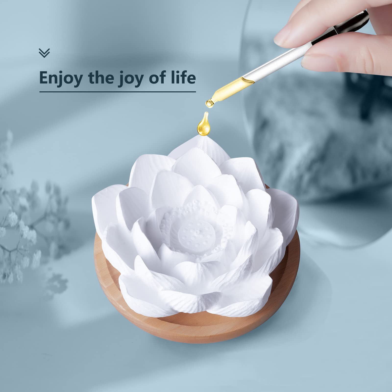 Passive Lotus Essential Oil Diffuser – Small Ceramic Diffuser for Desk, Office & Home