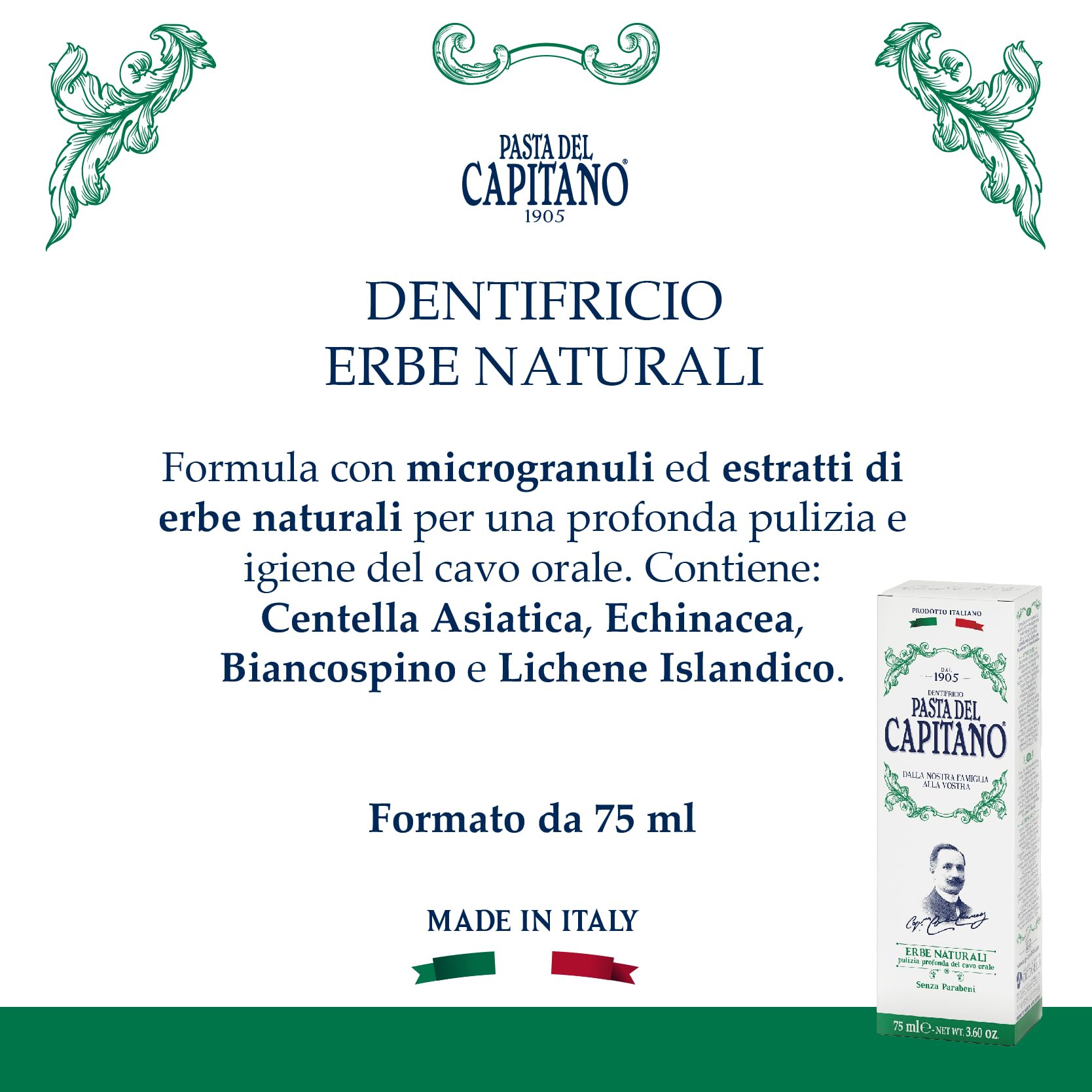 Pasta del Capitano 1905 Natural Herbal Toothpaste – Paraben-Free, SLS-Free