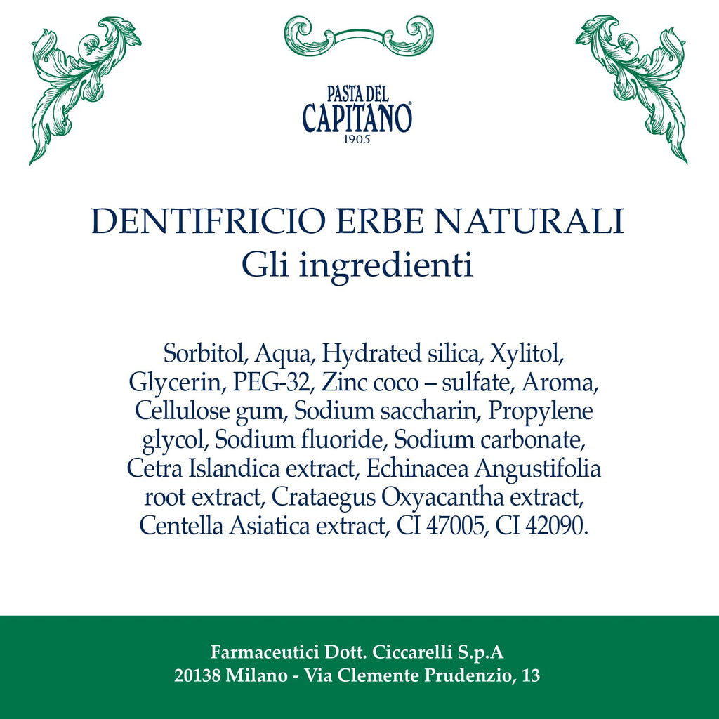 Pasta del Capitano 1905 Natural Herbal Toothpaste – Paraben-Free, SLS-Free