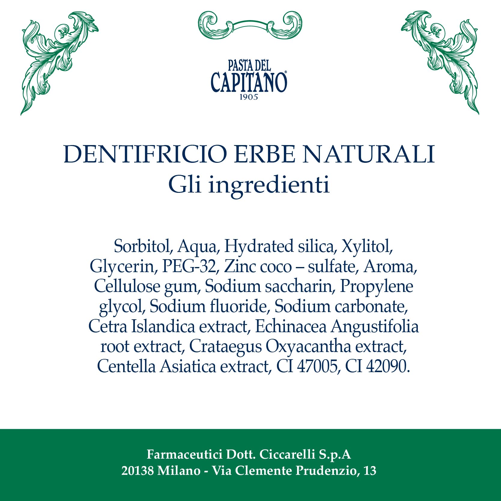 Pasta del Capitano 1905 Natural Herbal Toothpaste – Paraben-Free, SLS-Free