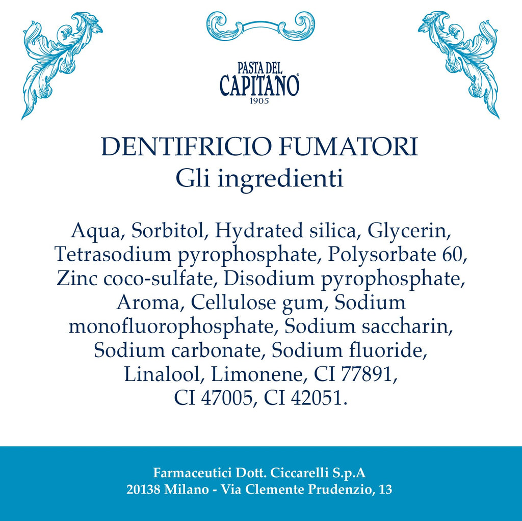 Pasta del Capitano 1905 Smokers Toothpaste – 3.64 oz (103 g) – Paraben-Free