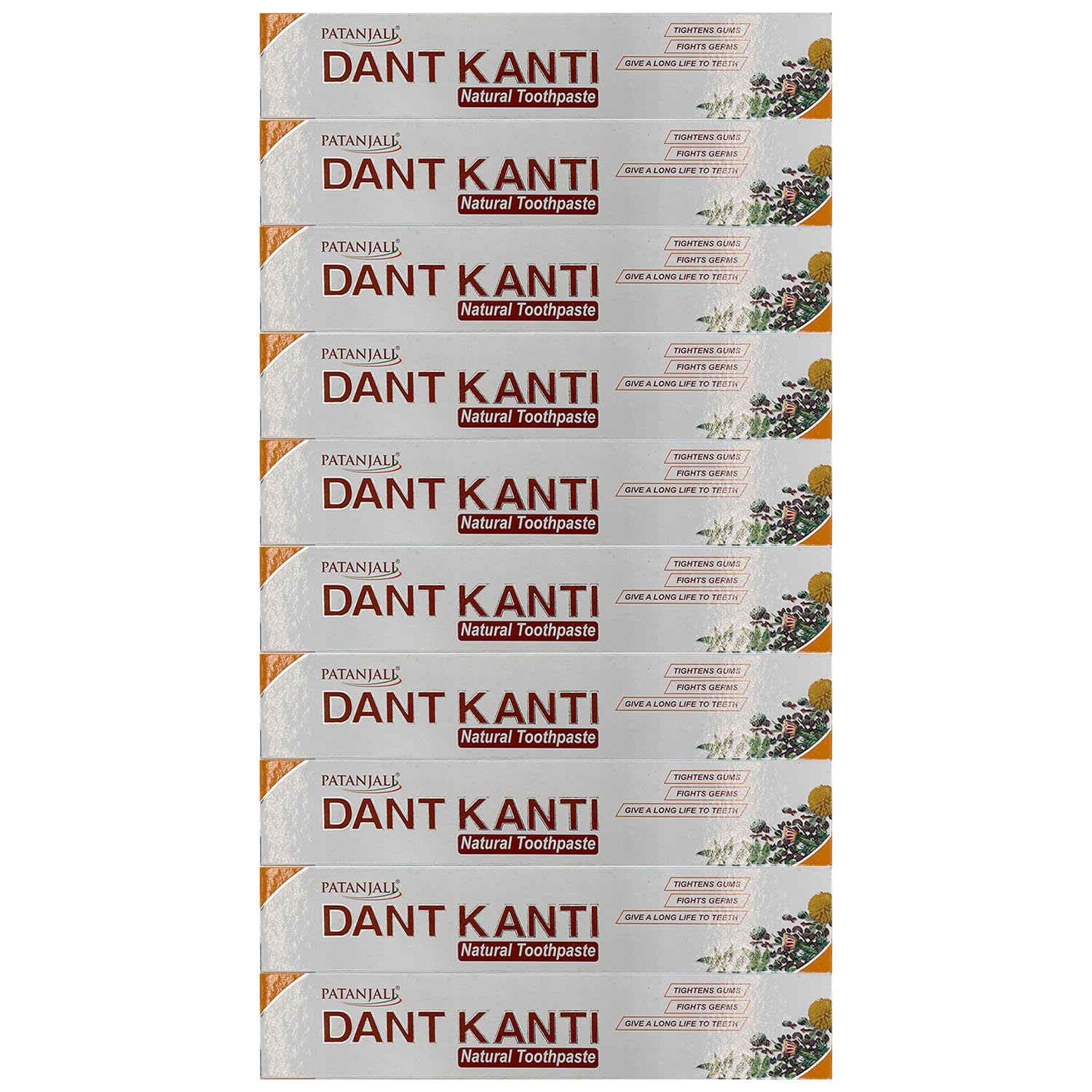 Patanjali Dant Kanti Natural Toothpaste 100gm / 3.38 fl oz – Pack of 10 | Herbal Toothpaste
