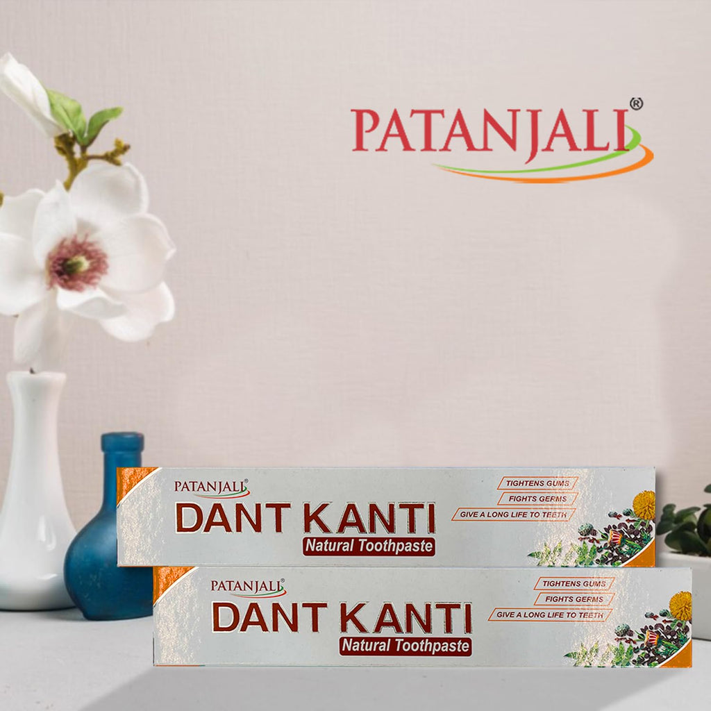 Patanjali Dant Kanti Natural Toothpaste 100gm / 3.38 fl oz – Pack of 10 | Herbal Toothpaste