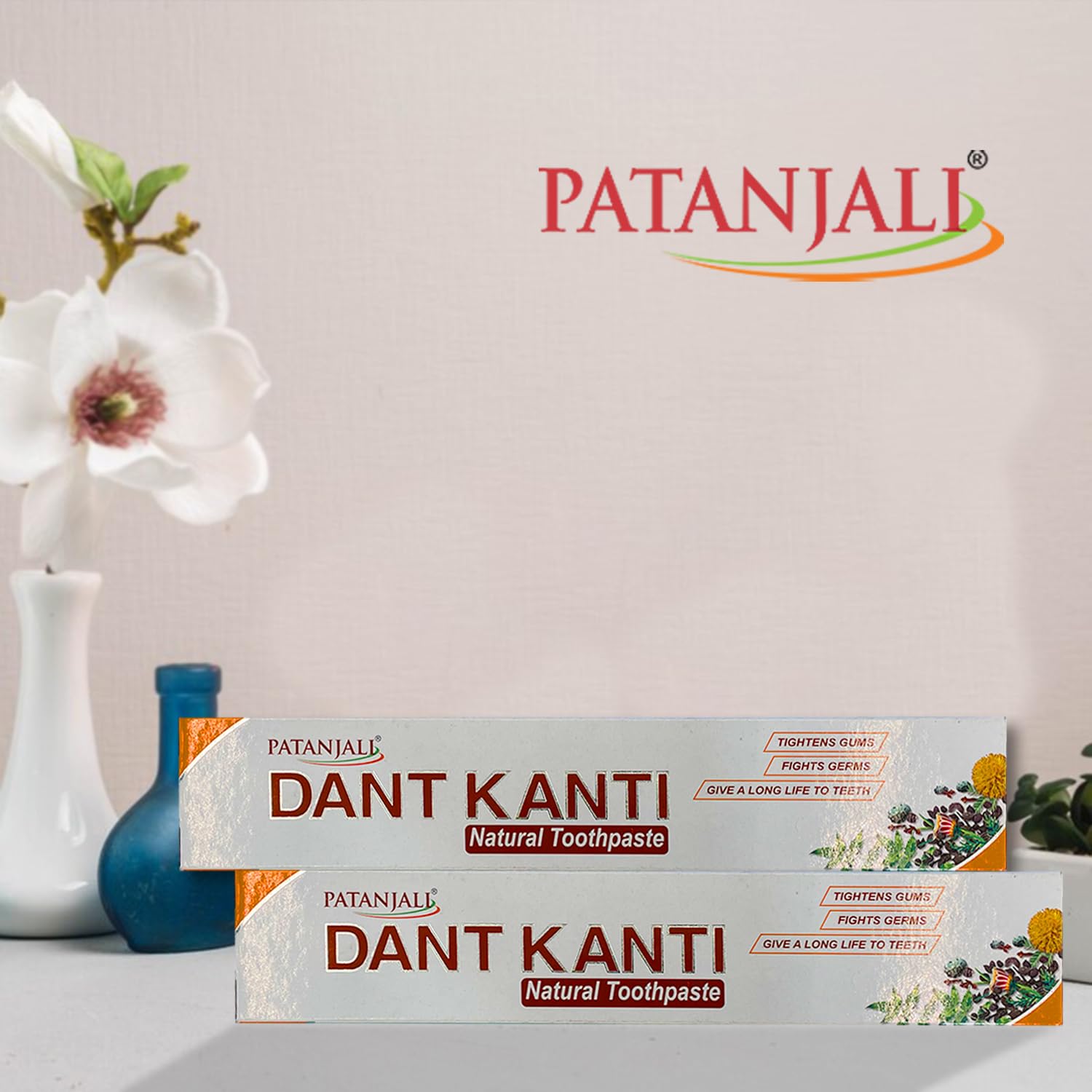 Patanjali Dant Kanti Natural Toothpaste 100gm / 3.38 fl oz – Pack of 10 | Herbal Toothpaste