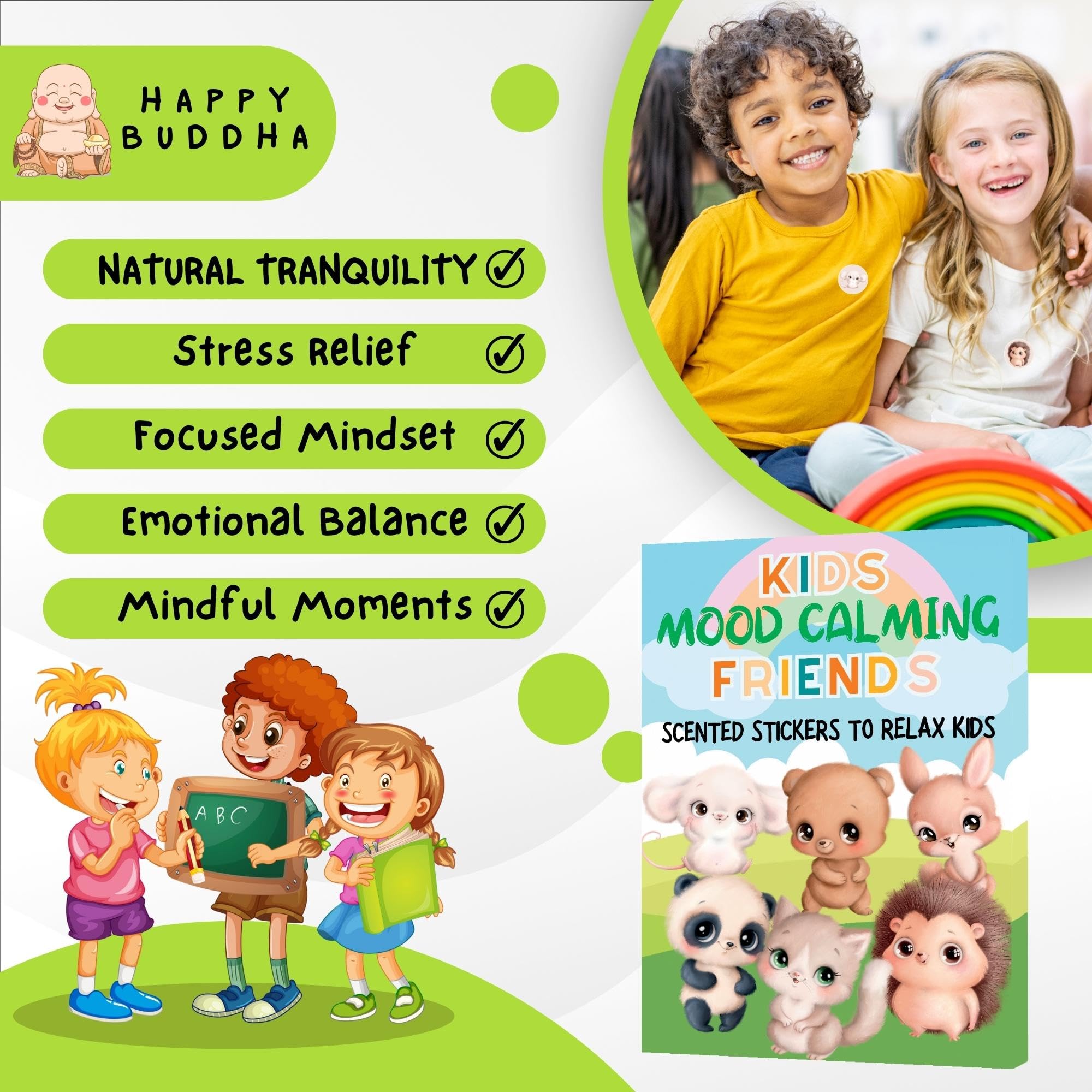 Mood Calming Stickers for Kids/Adults (90 Pack) – All-Natural Patches, Chemical-Free Mood Support for Relaxation