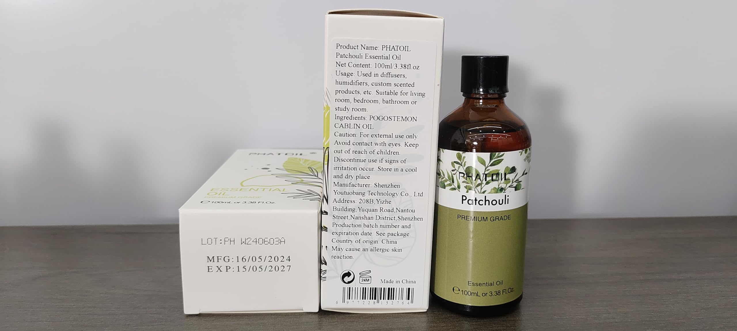 Patchouli Essential Oil 100ml – PHATOIL Pure Aromatherapy for Diffuser & DIY