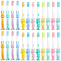 Patelai 24 Pcs Toddler Toothbrush Set for Ages 2+ | Soft Bristles, Suction Cup Storage, Rabbits & Bears