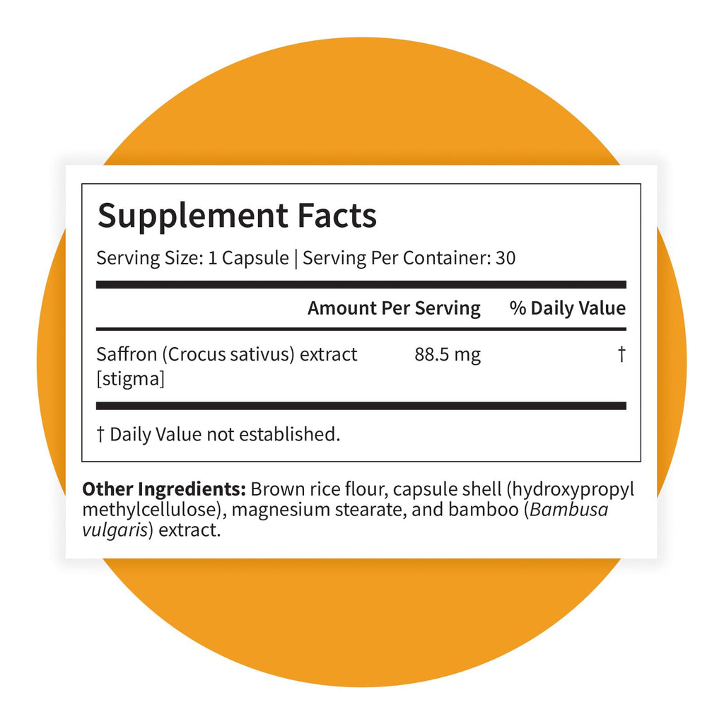 Pattern Wellness Saffron Extract – Mood & Wellness Support | 88.5 mg Saffron Supplement | Non-GMO & Gluten-Free – 30 Vegetable Capsules