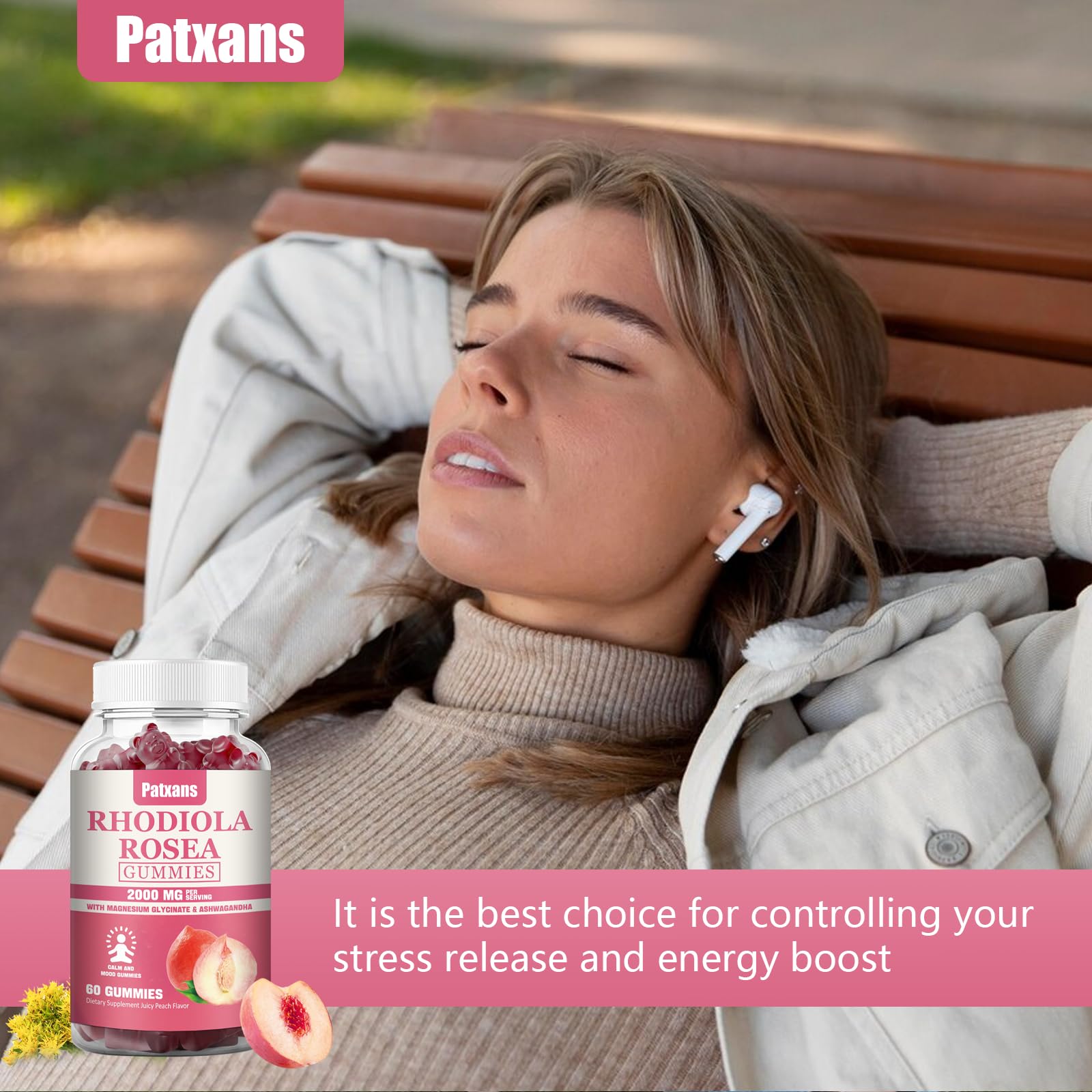 1 Pack 2000MG Rhodiola Rosea Gummies – Endurance, Mood & Stress Support | Patxans