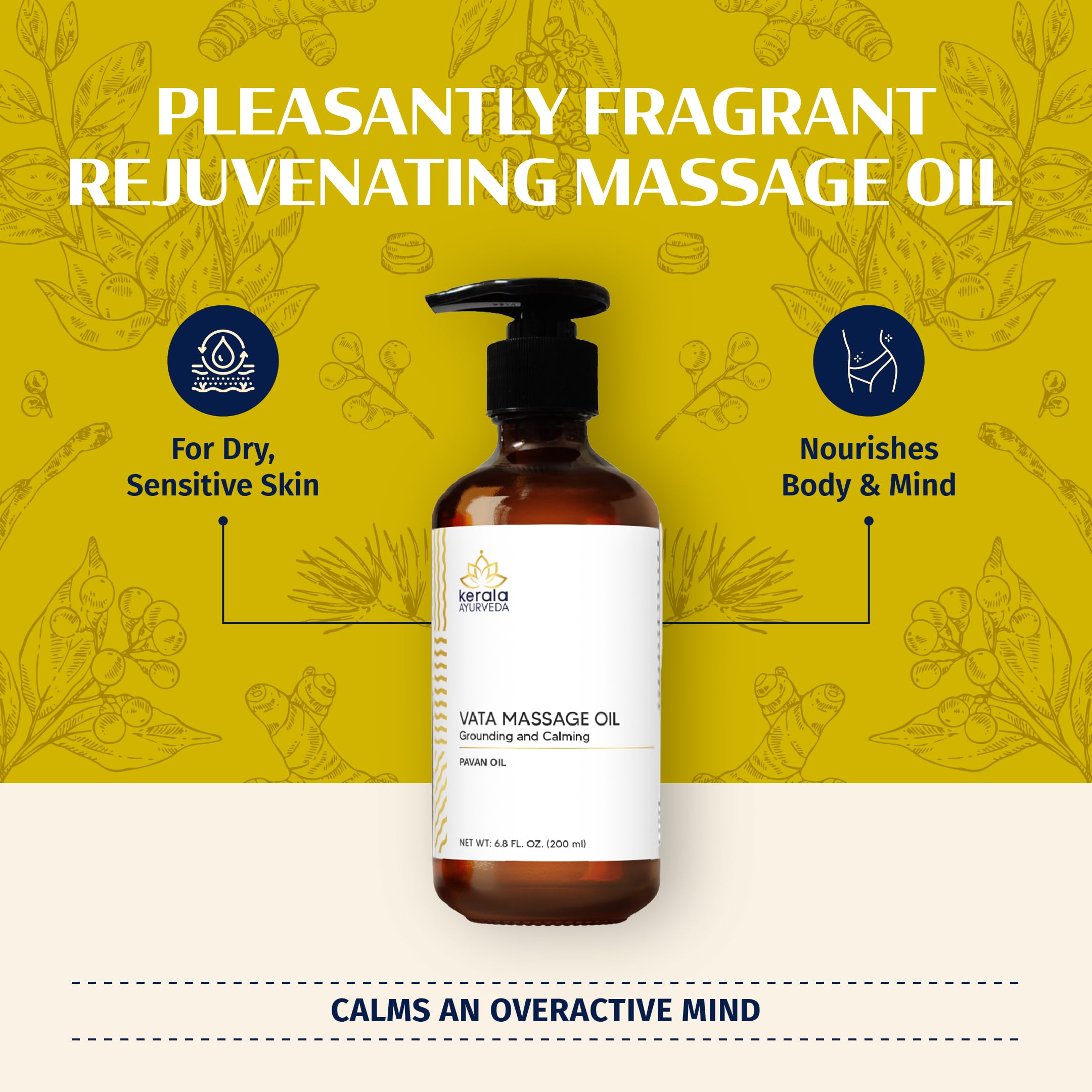 Kerala Ayurveda Everyday Herbal Massage Oil – Pavan Oil 6.8 fl oz