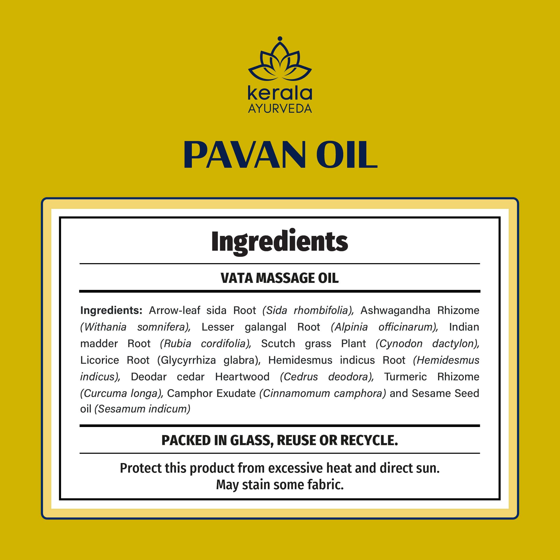 Kerala Ayurveda Everyday Herbal Massage Oil – Pavan Oil 6.8 fl oz